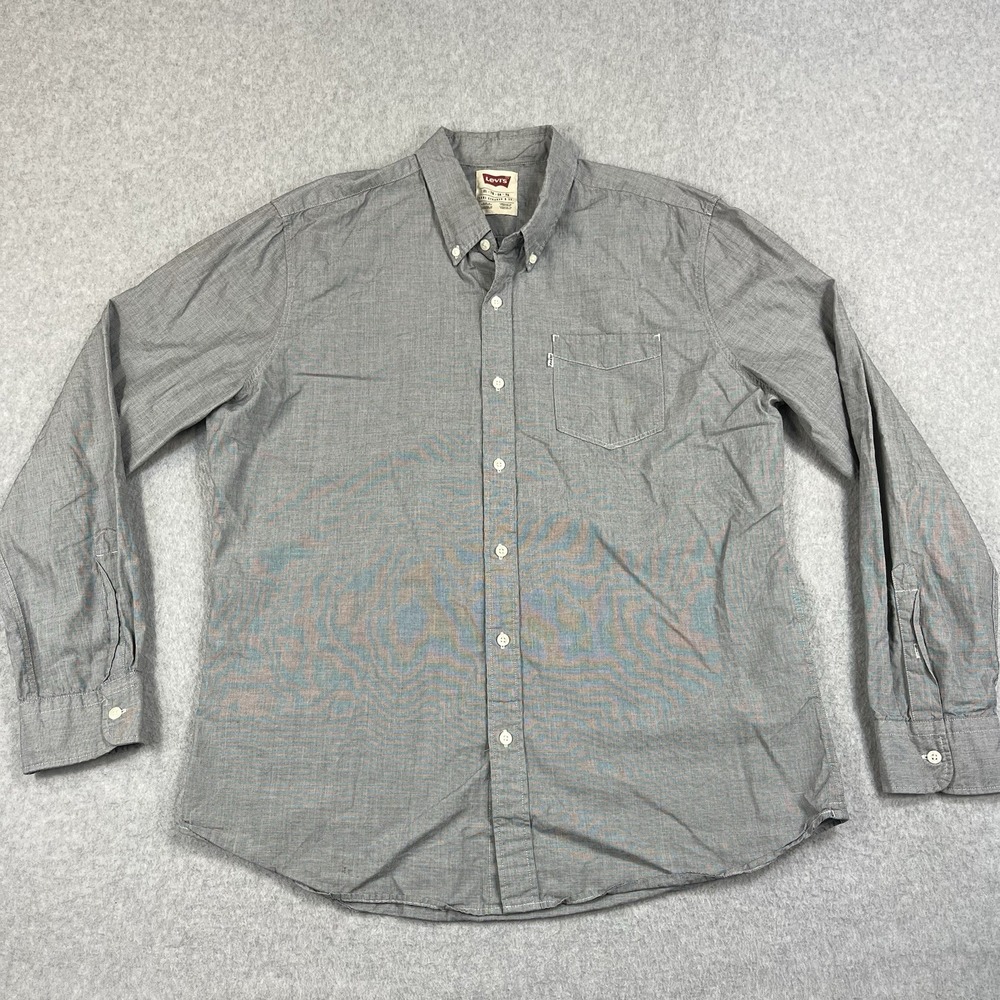 Levi's Button Down Shirt Mens XL Gray Long Sleeve Cotton Dress Business Work